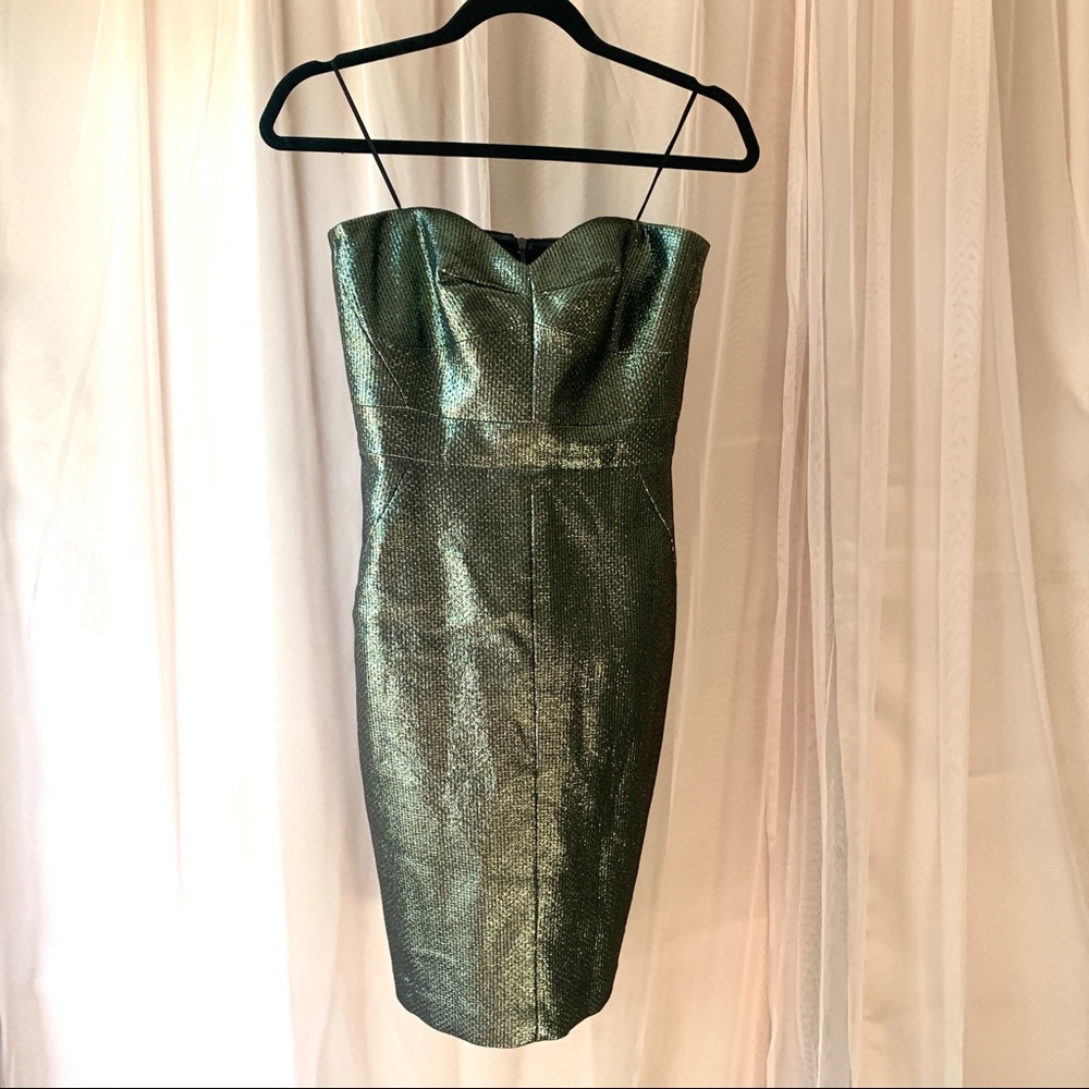 SOLD Trina Turk Volare Metallic Strapless Cocktail Dress w/ Sweetheart Neckline - Picture 4 of 16